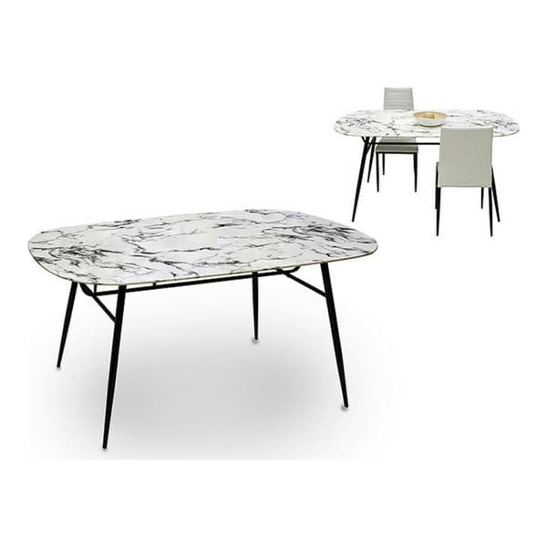 Sofabord Hvid Sort Metal Hærdet glas 90 x 76,5 x 160 cm
