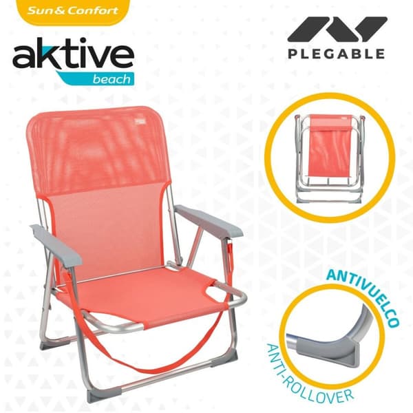 Polstrede Campingstol Aktive Flamingo Koral 44 x 72 x 35 cm (4 enheder)