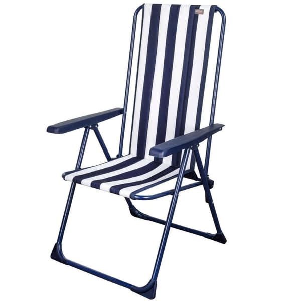 Polstrede Campingstol Aktive Stribet Hvid Marineblå 46 x 101 x 59 cm (4 enheder)