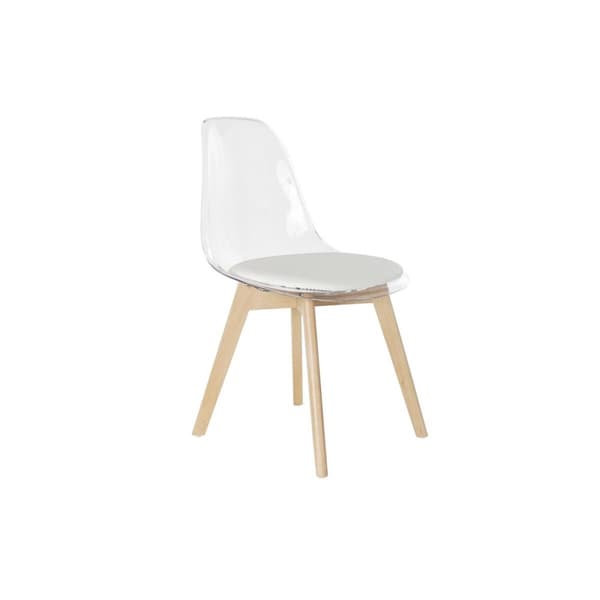 Ruokatuoli DKD Home Decor Valkoinen Läpinäkyvä Luonnollinen Puu Polykarbonaatti 54 x 47 x 81 cm