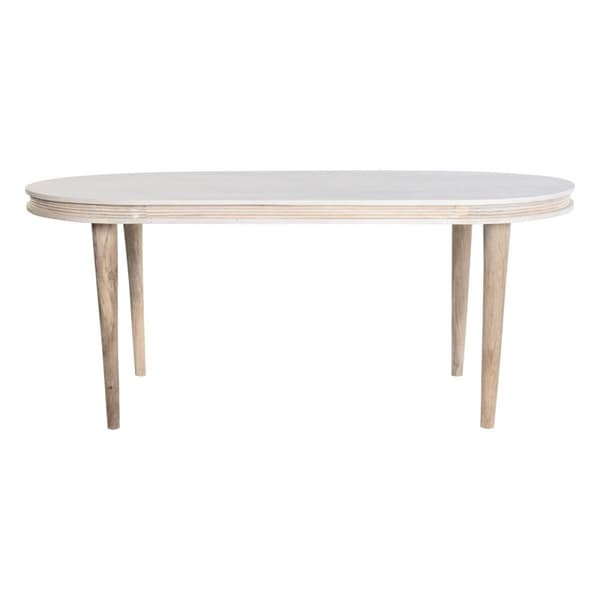 Ruokapöytä DKD Home Decor Valkoinen Kullattu Messinki Mangopuu 180 x 90 x 76 cm
