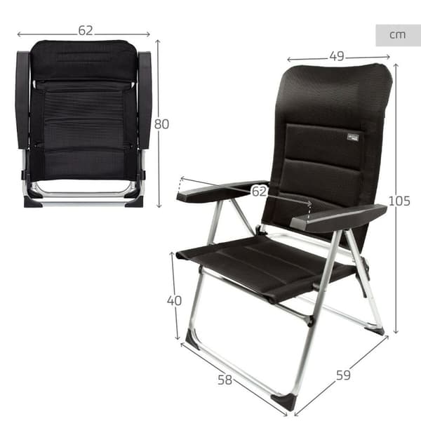 Rantatuoli Aktive Deluxe Taitettava Musta 49 x 105 x 59 cm (2 osaa)