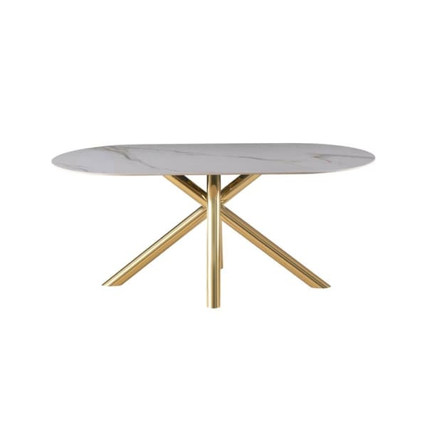 Middagsbord Home ESPRIT Gyllen Metall Keramikk 180 x 90 x 75 cm