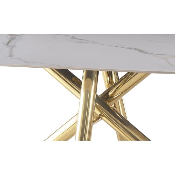 Middagsbord Home ESPRIT Gyllen Metall Keramikk 180 x 90 x 75 cm