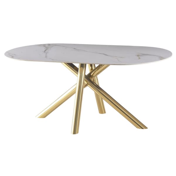 Middagsbord Home ESPRIT Gyllen Metall Keramikk 180 x 90 x 75 cm