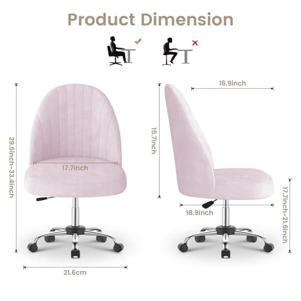 Velvet Vanity Chair - Käsivarreton peilipöytätuoli kääntyvillä pyörillä, tyylikäs makuuhuoneen tuoli