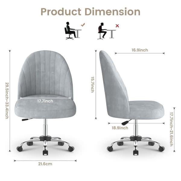 Velvet Vanity Chair - Käsivarreton peilipöytätuoli kääntyvillä pyörillä, tyylikäs makuuhuoneen tuoli