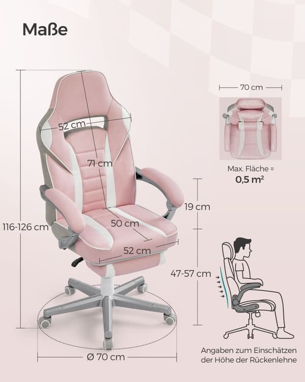 Rootz Skrivbordsstol - Kontorsstol - Ergonomisk stol - Fotstöd - Svankkudde - 68cm x 63cm x 80cm