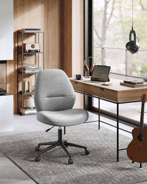 Rootz Dove Grey skrivbordsstol - Kontorsstol - Stålbas - Bomull-linneblandning - Ergonomisk sits - 59cm x 62cm x (86,5-94,5)cm