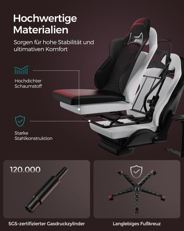 Rootz Ergonomic Office Chair - Lænestol - Lændestøtte - Sort Rød - 65cm x 63cm x 110cm