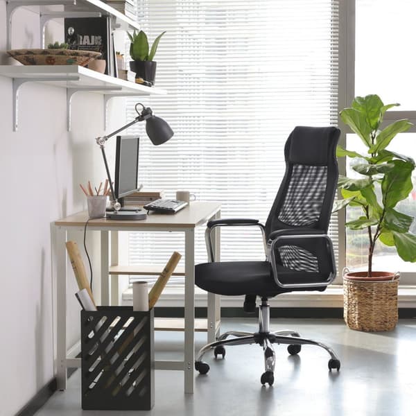 Rootz Mesh -toimistotuoli - Pöytätuoli - Kääntyvä tuoli - Ergonominen Selkänoja - PU-nahkakäsinojat - 60cm x 53cm x 113-123cm