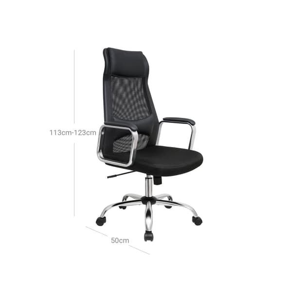 Rootz Mesh -toimistotuoli - Pöytätuoli - Kääntyvä tuoli - Ergonominen Selkänoja - PU-nahkakäsinojat - 60cm x 53cm x 113-123cm