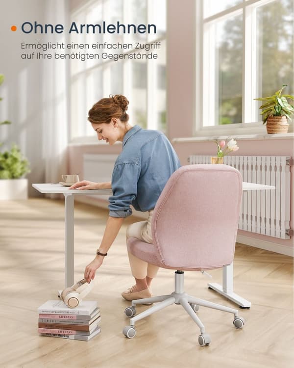 Rootz gungbordsstol - Pastellrosa - Snurrstol - Ergonomisk - 59cm x 62cm x 94,5cm - Stålstomme - Bomull-linneblandning - Skum - Plywood