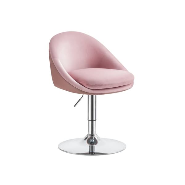 Rootz rosa sammets- och PU-läderstol - Justerbar sits - Ryggstöd - Krombas - 52,5 cm x 50 cm x (81,5-93,5) cm - 6,8 kg