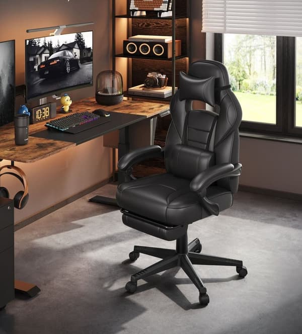 Rootz-toimistotuoli jalkatuella - Pöytätuoli - Ergonominen tuoli - Ristiselän tuki - 69cm x 62cm x 73,5cm - Kantavuus 150kg
