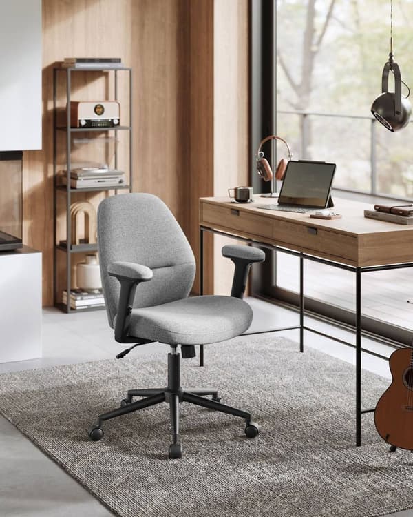 Rootz kontorstol med justerbare armlæn - Skrivebordsstol - Ergonomisk stol - Dove Grey - 66cm x 66cm x (86,5-94,5cm) - PU - Stål
