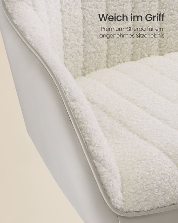 Rootz polstret kontorstol - Cappuccino Beige - Cloud White - Stålstel - Sherpa - Kunstlæder - Ergonomisk design - 62 cm x 62 cm x (83,5-93,5 cm)