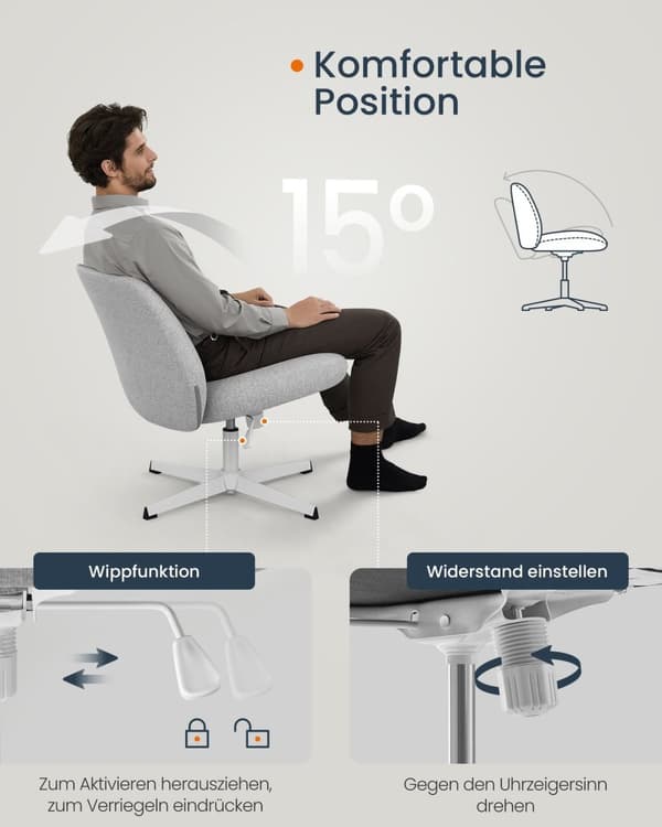 Rootz Wide Seat -toimistotuoli - Dove Grey - Ristijalusta - Teräspuuvilla-pellavasekoitus - Vaahtomuovivaneri - 72cm x 72cm x (75-83cm)