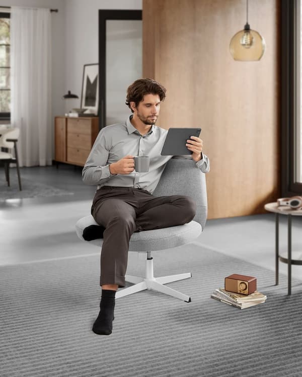 Rootz Wide Seat -toimistotuoli - Dove Grey - Ristijalusta - Teräspuuvilla-pellavasekoitus - Vaahtomuovivaneri - 72cm x 72cm x (75-83cm)