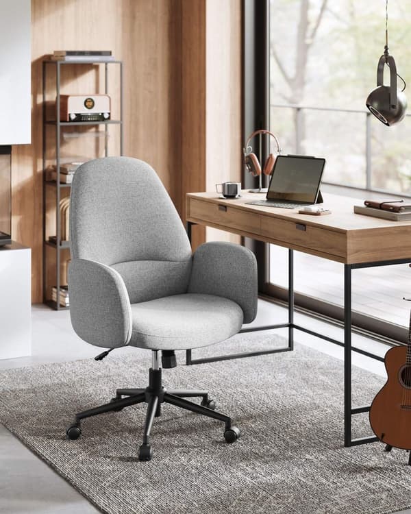 Rootz Snurrstol med Dove Grey Armstöd - Kontorssits - Justerbar i höjdled - Stålram - Bomull-linneblandning - 70 cm x 70 cm x (101-109 cm)