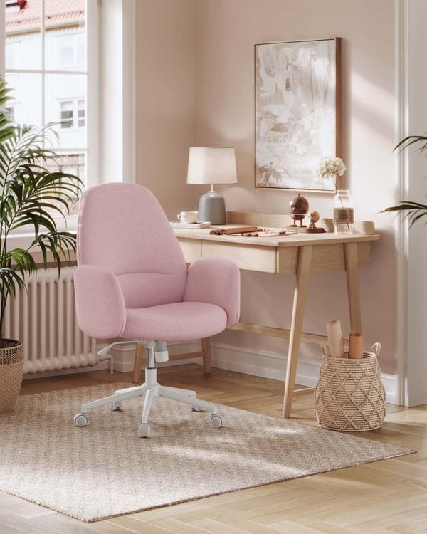 Rootz-kääntötuolin korkeus säädettävissä käsinojilla - Pastellin pinkki - Työtuoli - Ergonominen toimistotuoli - 70cm x 70cm x (101-109cm)