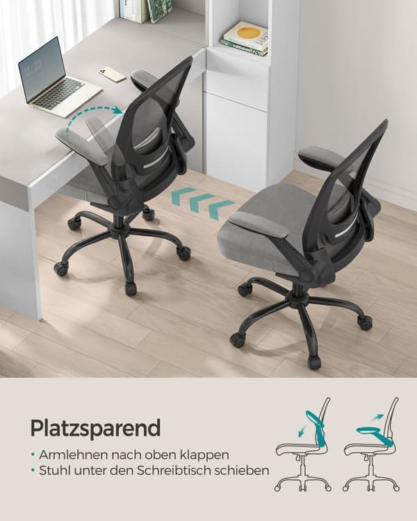 Toimistotuoli - ergonominen - käsinojilla ja kallistustoiminnolla - kyyhkynen harmaa