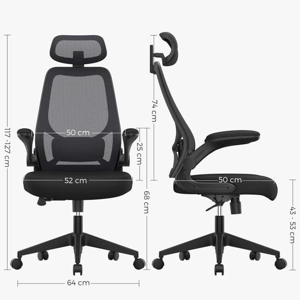 Kontorstol - Ergonomisk - Justerbar rockingstol - Sort