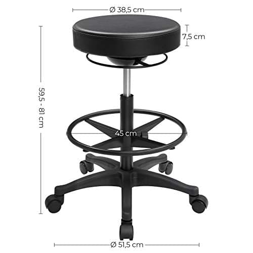 Arbejdsrejse - justerbar i højden - 59,5-81 cm - 360 ° Rotatable - sort