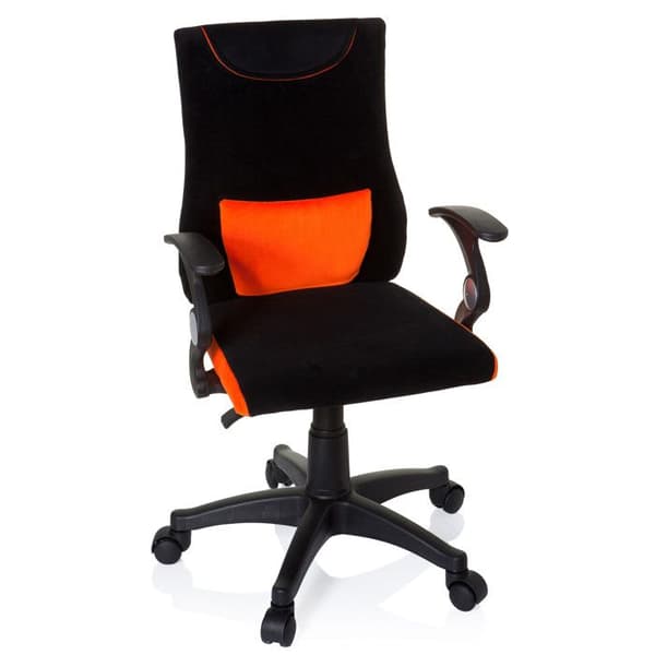 Svängbar stol för barn - hjh OFFICE - KIDDY PRO AL - Svart/Orange - Tyg
