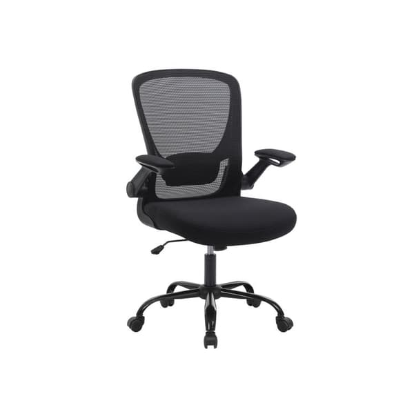 Ergonomisk kontorstol med foldbare armlæn, sort