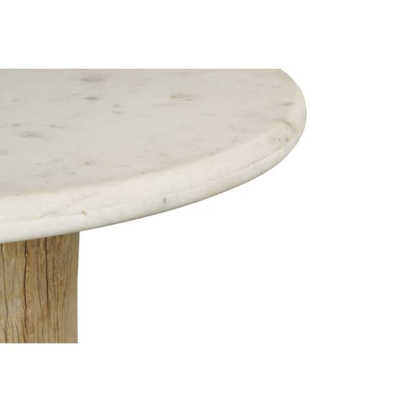 Bord Home ESPRIT Hvid Natur Marmor Teak 90 x 90 x 114 cm