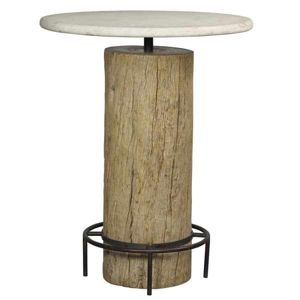 Bord Home ESPRIT Hvid Natur Marmor Teak 90 x 90 x 114 cm