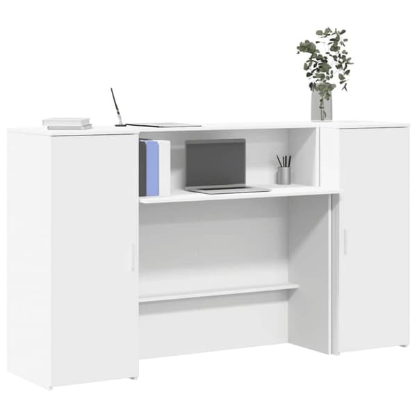 vidaXL Vastaanottopöytä valkoinen 180x50x103,5 cm suunniteltu puu