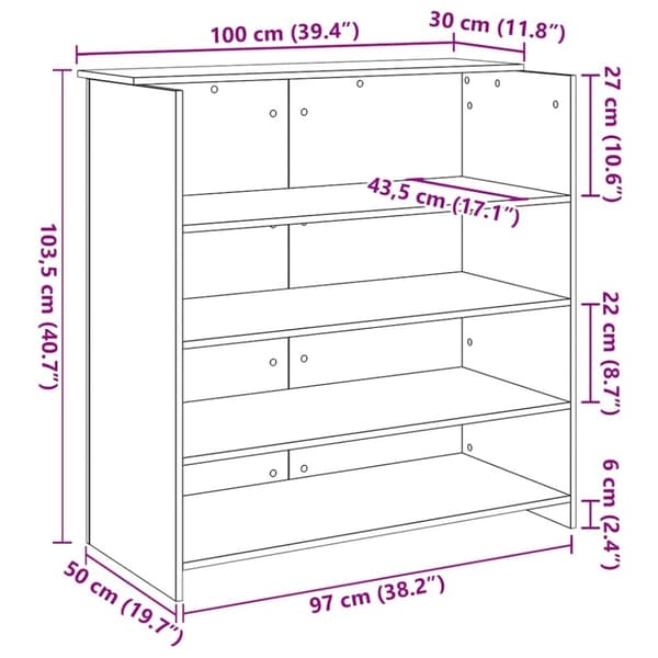 vidaXL receptionsskranke 100x50x103,5 cm konstrueret træ