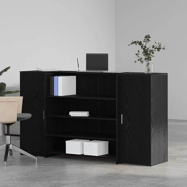 vidaXL receptionsskranke 180x50x103,5 cm konstrueret træ sort-eg