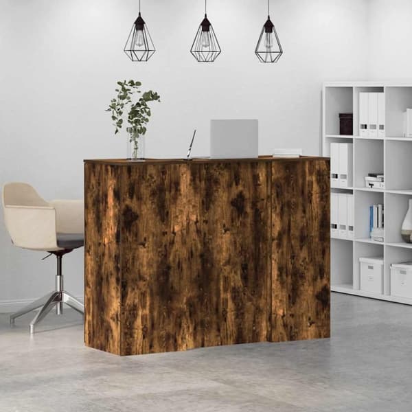 vidaXL Vastaanottopöytä savustettu tammi 135x50x103,5 cm tekninen puu