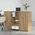 Miniatyrbillede 4 af 11: vidaXL receptionsskranke 155x50x103,5 cm konstrueret træ kunsteg