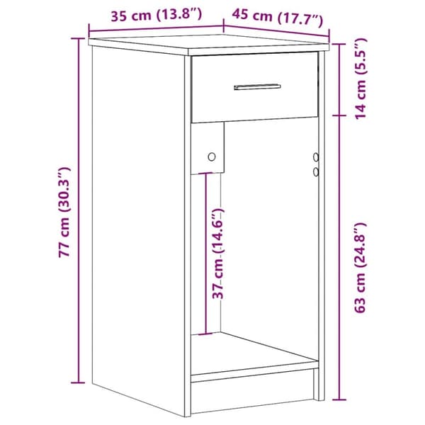 vidaXL Tietokonetorniteline laatikolla Ruskea tammi 35x45x77 cm