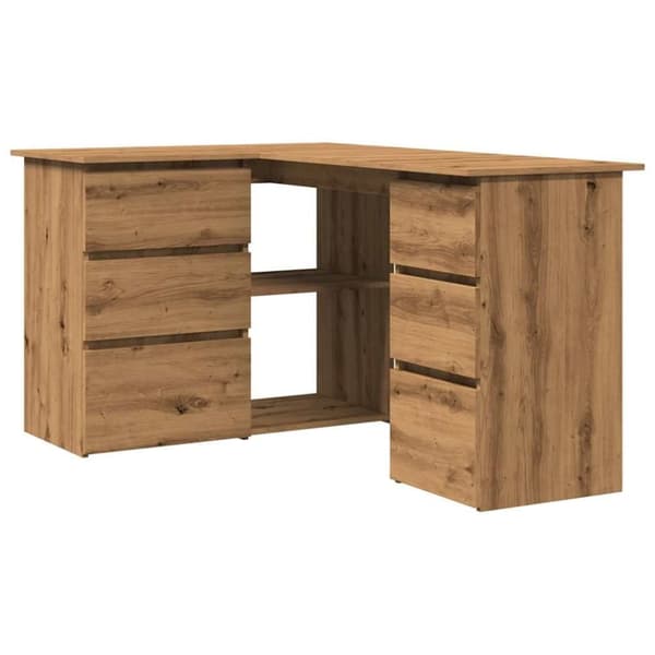 vidaXL Hjørnepult artisan eik 145x100x76 cm konstruert tre