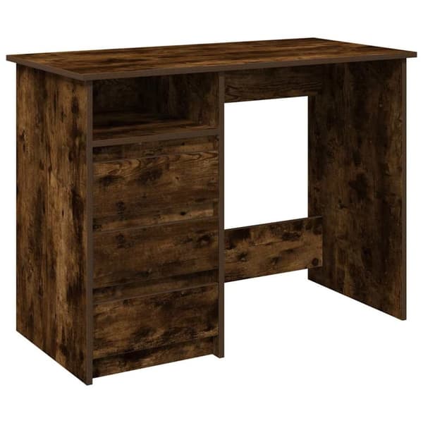 vidaXL Skrivebord røkt eik 102x50x75 cm konstruert tre