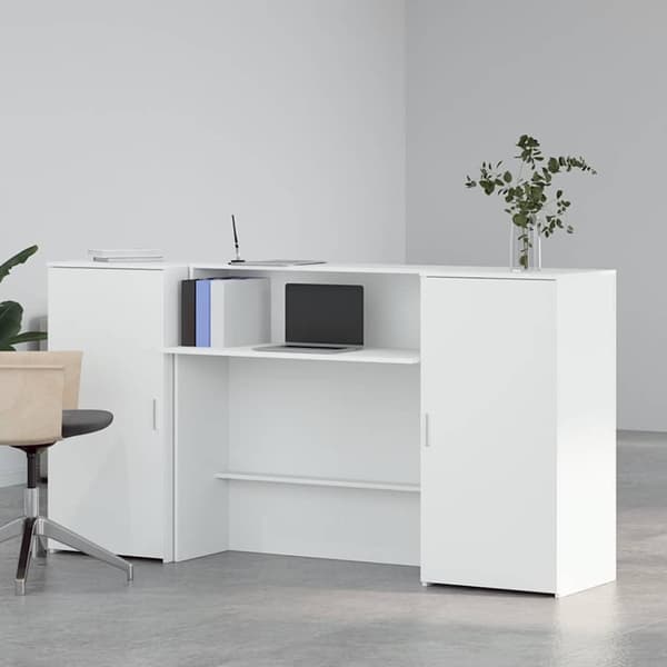 vidaXL Receptionsdisk vit 200x50x103,5 cm konstruerat trä