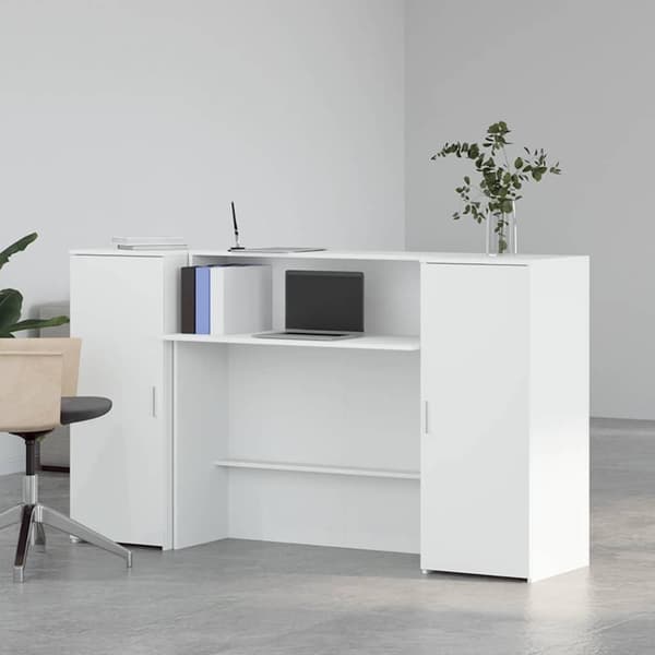 vidaXL Resepsjonspult hvit 180x50x103,5 cm konstruert tre