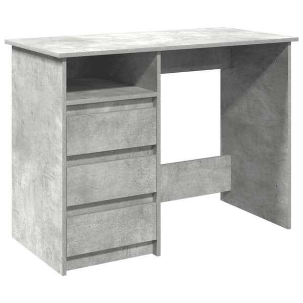 vidaXL Skrivebord betonggrå 102x50x75 cm konstruert tre