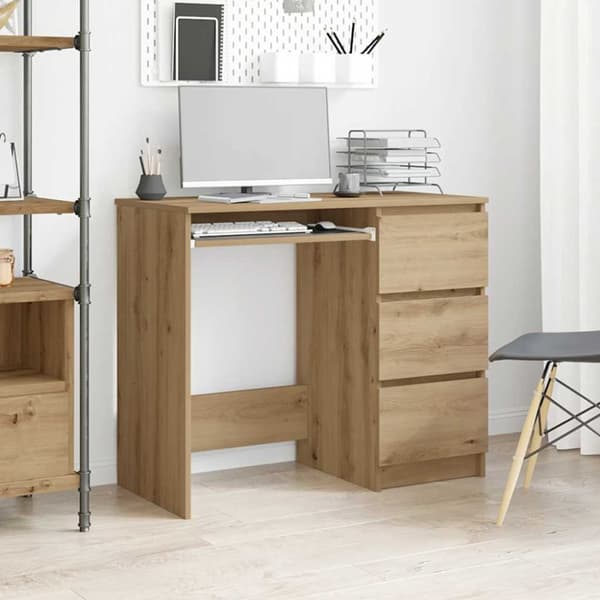 vidaXL Skrivbord artisan ek 90x45x76 cm konstruerat trä