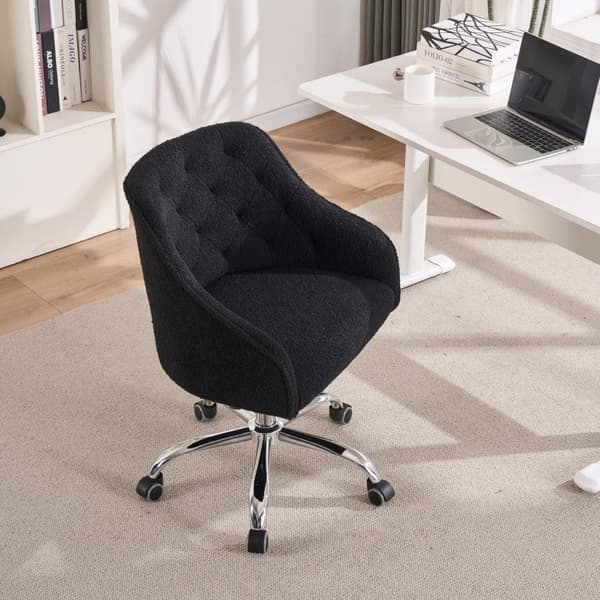 Rootz Teddy Velvet Kontorstol Sort - Ergonomisk skrivebordsstol - Drejestol - Justerbar højde - 56,48 cm x 52,98 cm x 90,5 cm