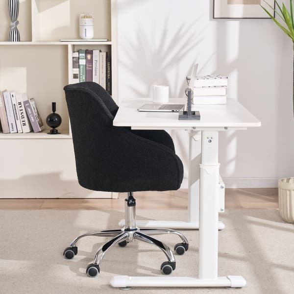 Rootz Teddy Velvet Kontorstol Sort - Ergonomisk skrivebordsstol - Drejestol - Justerbar højde - 56,48 cm x 52,98 cm x 90,5 cm