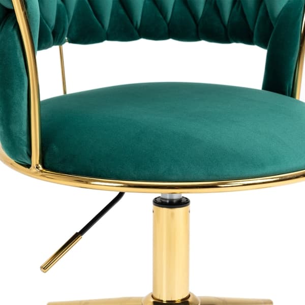 Rootz Velvet Kontorstol - Ergonomisk skrivebordsstol - Drejelig arbejdsstol - Understøtter 127 kg - 62L x 62W x 67H cm - Emerald Green Velvet med gyld