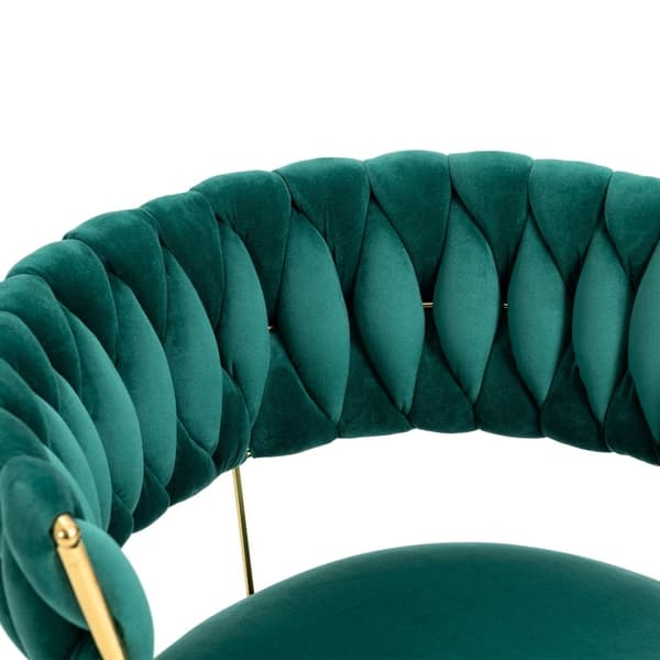 Rootz Velvet Kontorstol - Ergonomisk skrivebordsstol - Drejelig arbejdsstol - Understøtter 127 kg - 62L x 62W x 67H cm - Emerald Green Velvet med gyld