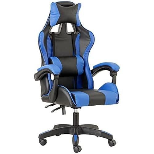 Baroni Home Gaming Stol - Blå - Ergonomisk - Justerbart ryggstöd - Svankstöd