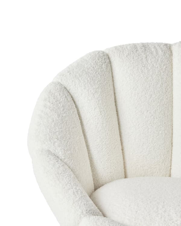Kontorstol Hvit Boucle med Trappebase Justerbar Høyde Moderne Design Hjemmekontor